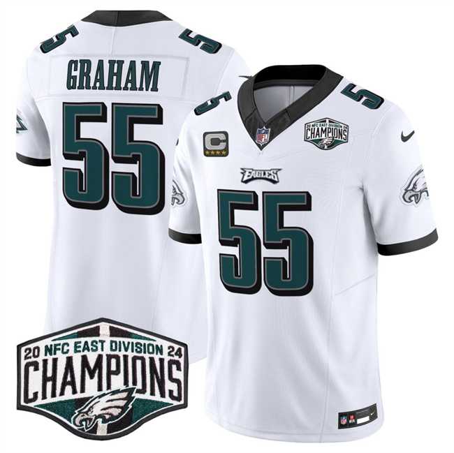 Mens Philadelphia Eagles #55 Brandon Graham White 2024 NFC East Champions F.U.S.E. Vapor Untouchable Limited Stitched Jersey